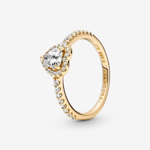 Gold Pandora Elevated Halo & Solitaire Rings | MUCW20583