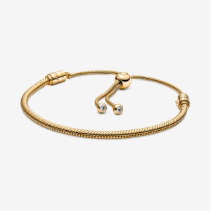 Gold Plated Pandora Moments Snake Slider Sliding Bracelets | YSFH83417