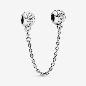 Sterling Silver Pandora Band of Hearts Safety Safety Chains | DBYZ35269