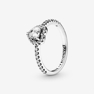 Sterling Silver Pandora Elevated Halo & Solitaire Rings | WQAY29380