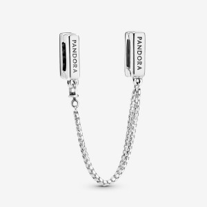 Sterling Silver Pandora Safety Clip Safety Chains | NHBU79180