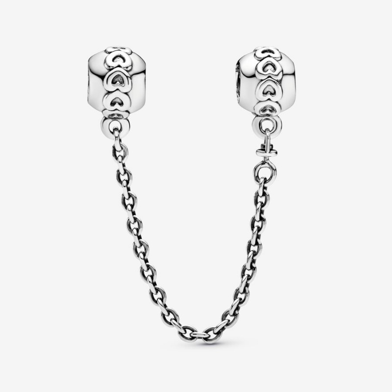 Sterling Silver Pandora Band of Hearts Safety Safety Chains | DBYZ35269