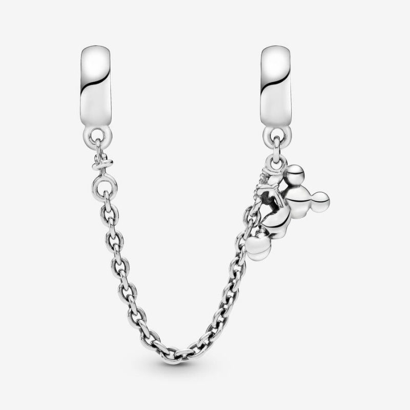 Sterling Silver Pandora Climbing Mickey Safety Red CZ Safety Chains | QOGI59432