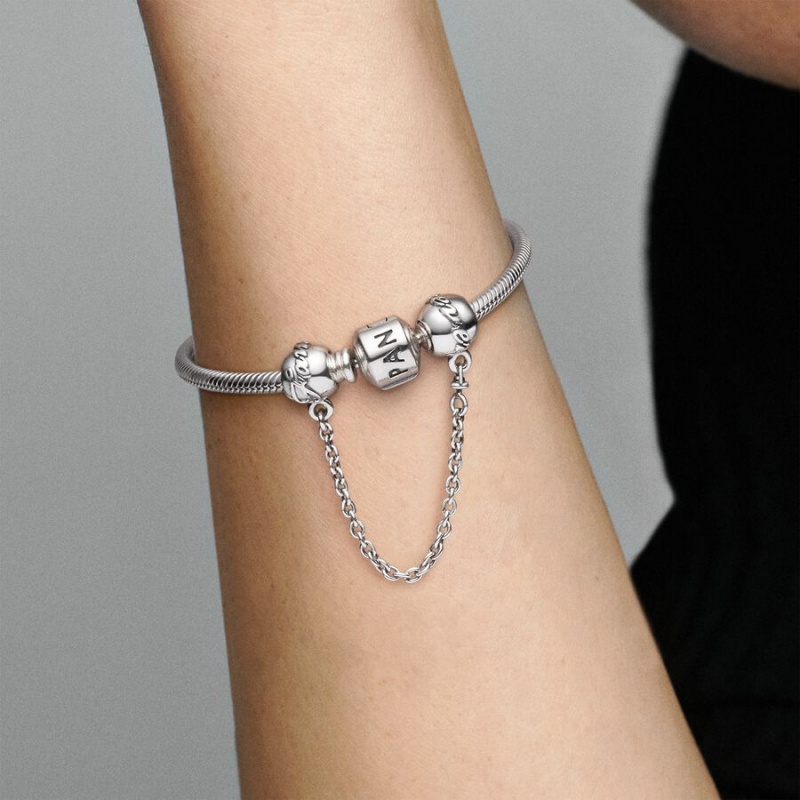 Sterling Silver Pandora Family Forever Safety Safety Chains | RDUQ23948