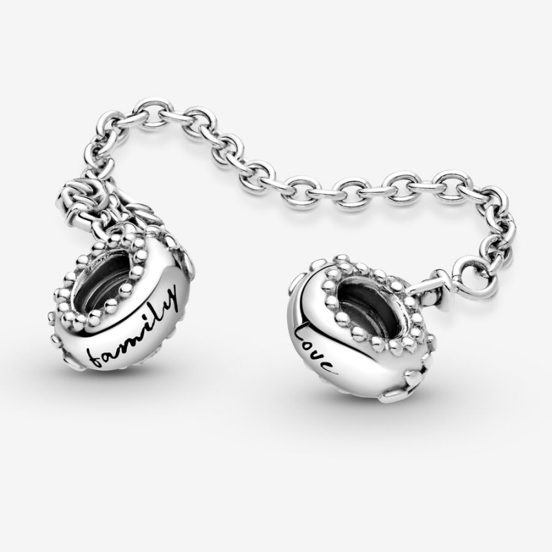 Sterling Silver Pandora Heart Family Tree Safety Safety Chains | FLGU17890