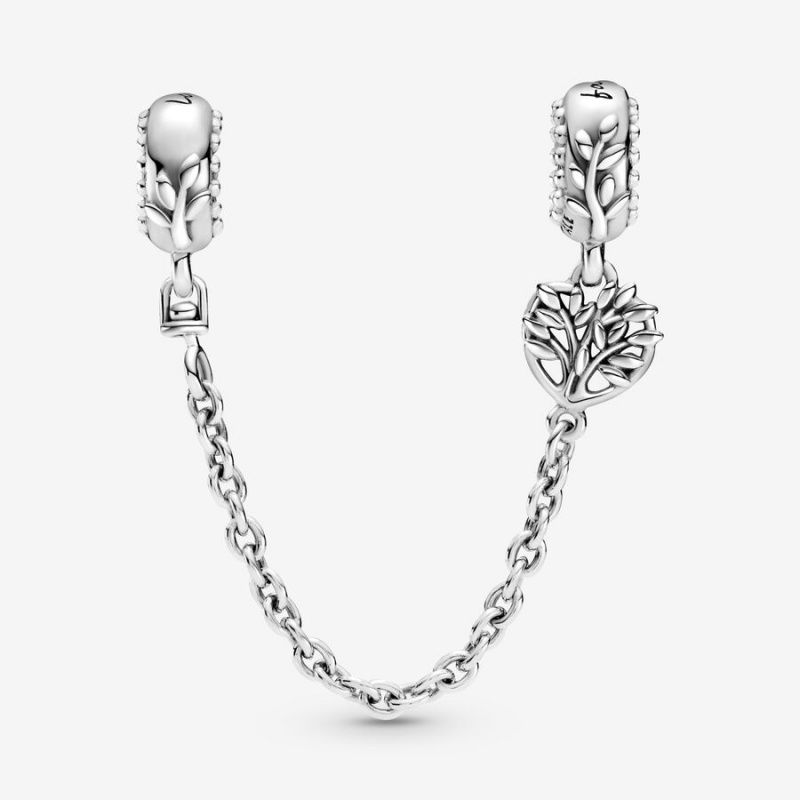 Sterling Silver Pandora Heart Family Tree Safety Safety Chains | FLGU17890