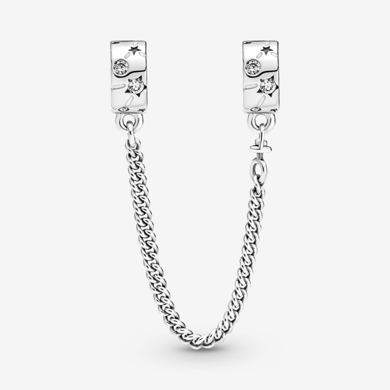 Sterling Silver Pandora Stars & Galaxy Safety Safety Chains | WXLE67431