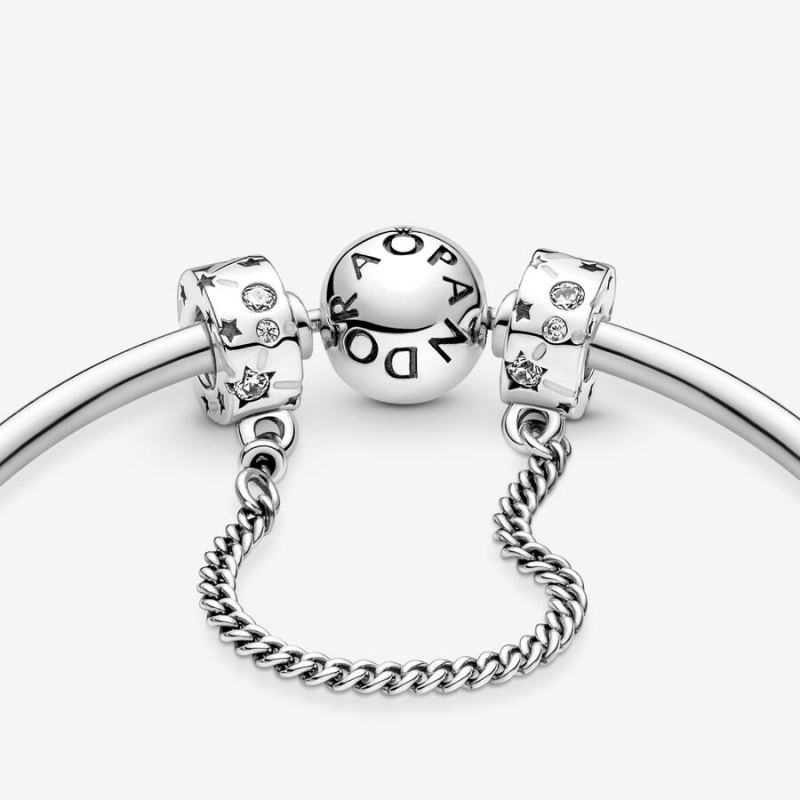 Sterling Silver Pandora Stars & Galaxy Safety Safety Chains | WXLE67431