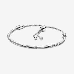 Sterling Silver Pandora Moments Snake Slider Charm Bracelets | RKAY79065