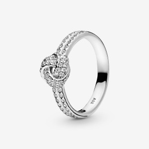Sterling Silver Pandora Shimmering Knot Heart & Promise Rings | OXUY92784
