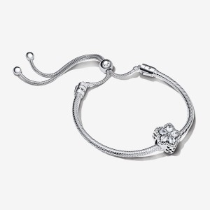 Sterling Silver Pandora Sparkling Snowflake Sliding Set Charm Bracelets | HPTN26897